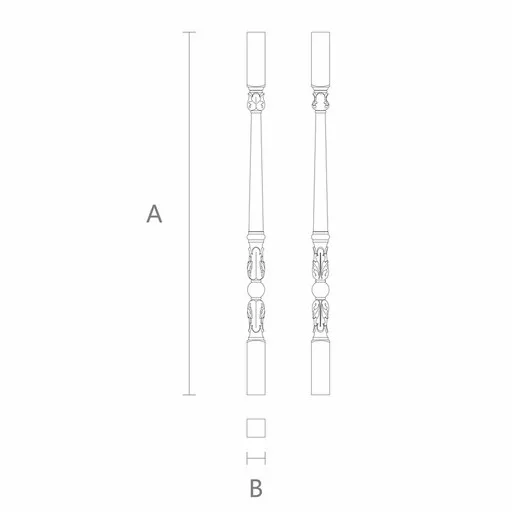 ROUND BALUSTERS ACCANTHUS LEAVES FROM SOLID WOOD