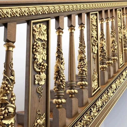 ANTIQUE CARVED STAIR BALUSTER DECORATING WITH GRAPEVINE