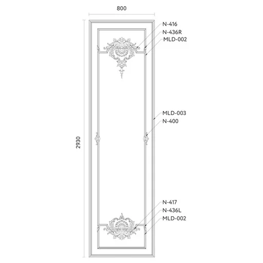 FRENCH WALL PANELS WITH SHELL AND ELEMENTS OF FLORAL DESIGN