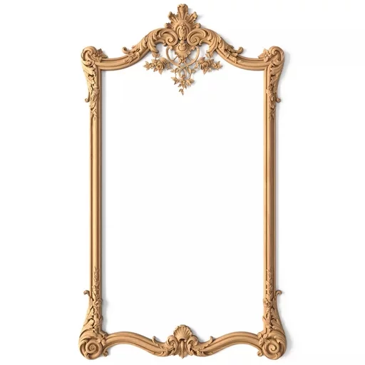 RECTANGULAR WOOD HAND CARVED ROCOCO FRAME MIRROR
