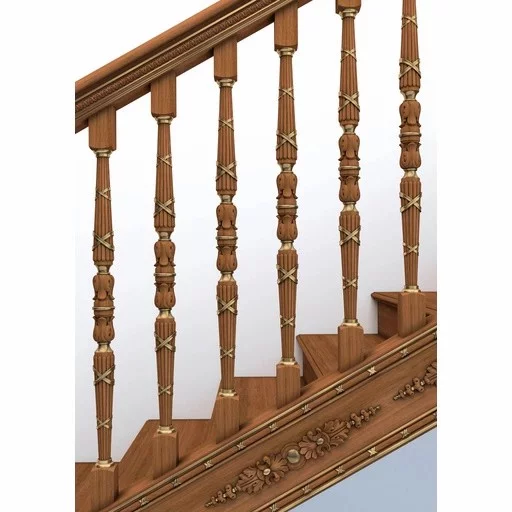 FLUTED CLASSIC STYLE OAK STAIR BALUSTER WITH RIBBONS