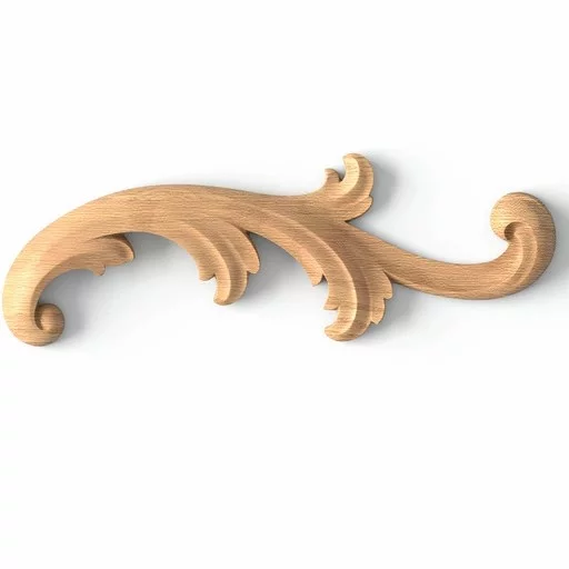 Miniature solid wood acanthus scroll onlay, Right