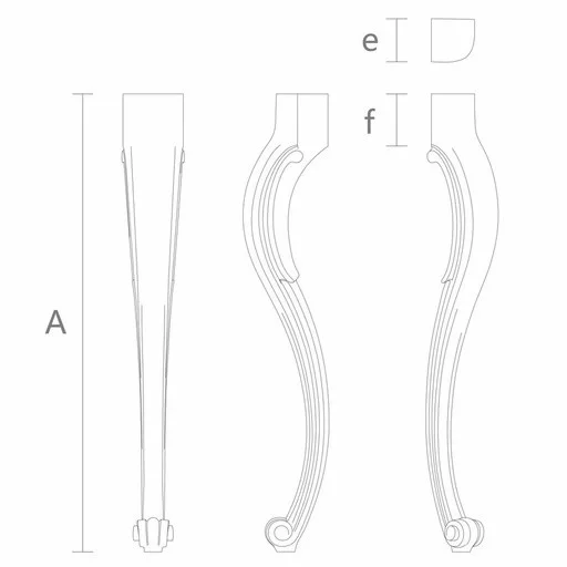 Curvy table legs antique with grooves (1 PC)