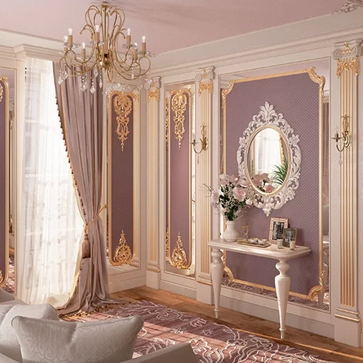 DOUBLE WOOD FRAME WALL DECOR WITH ACANTHUS LEAVES CLASSICAL STYLE