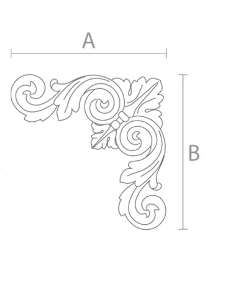 Handcrafted wooden Baroque corner applique with scrolls