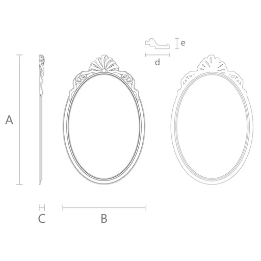 ROMANTIC STYLE SOLID WOOD OVAL FRAME MIRROR WITH A RIBBON BOW