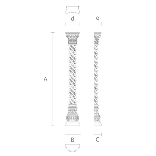 ANTIQUE STYLE SOLID WOOD CARVED TWISTED COLUMN, LEFT