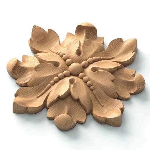 CARVED ROSETTE WITH BEADING AND ACANTHUS LEAVES