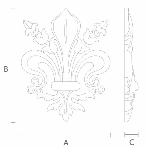 Carved wooden Gothic style fleur-de-lis applique