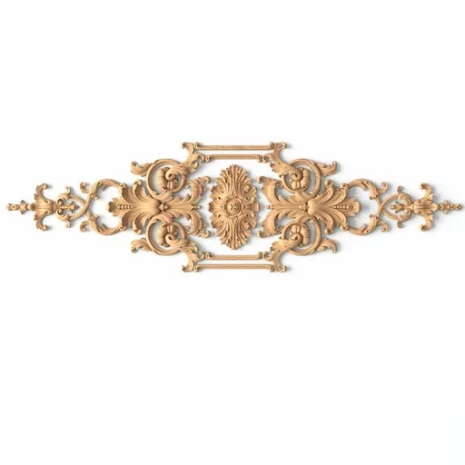 Large unfinished floral center with scrolls from oak