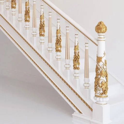 FARMHOUSE STAIRCASE POST WITH GRAPEVINES FROM OAK