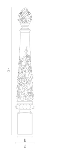 FARMHOUSE STAIRCASE POST WITH GRAPEVINES FROM OAK