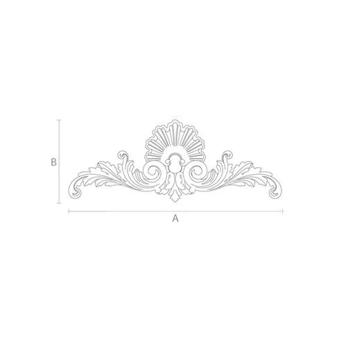 Ornamental Baroque center applique with a shell from wood