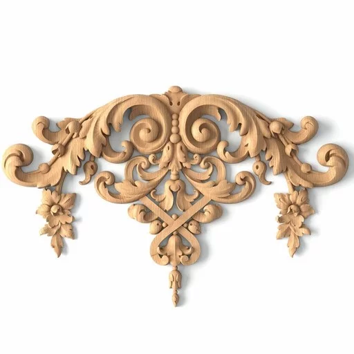 Ornate Floral Applique with Scrolls, Acanthus Leaves and Bead Trim