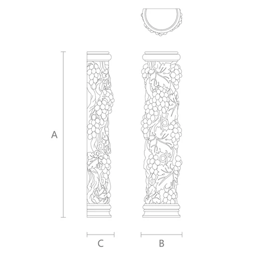 CARVED ORNAMENTAL HALF-COLUMN WITH A GRAPEVINE
