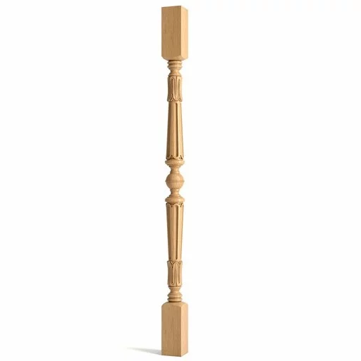 UNFINISHED SOLID WOOD FLUTED BALUSTER FOR STAIRCASE