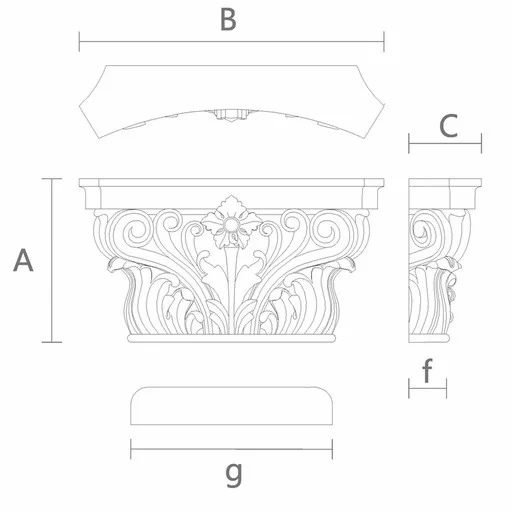 Hand-carved pilaster capitals with elements of floral design