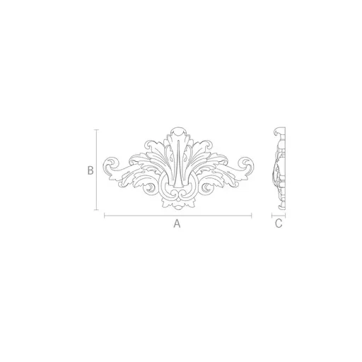 Classical custom center onlay with scrolls from oak