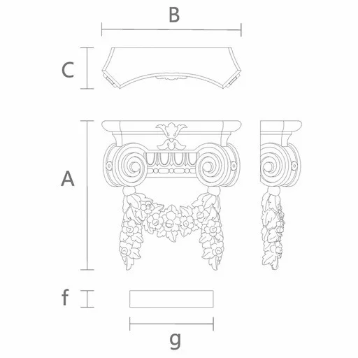 Flower garland on capital for fluted pilaster ionic order
