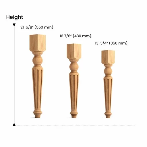 Tapered fluted table legs with square top (1 PC)