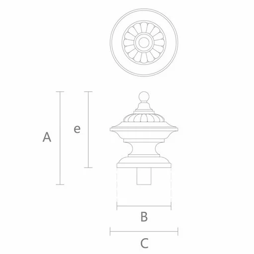 Decorative Antique style wooden staircase finial