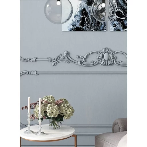 DECORATIVE WALL MOLDING PANELS WITH CARTOUCHES, CARVED PEARLS AND SCROLLS