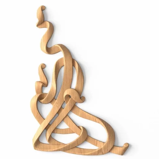 Art Nouveau-style solid wood decorative corner Winding Ribbons, Left