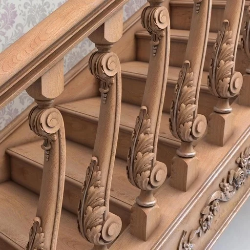 CURVED BAROQUE STYLE WOODEN STAIRCASE BALUSTER