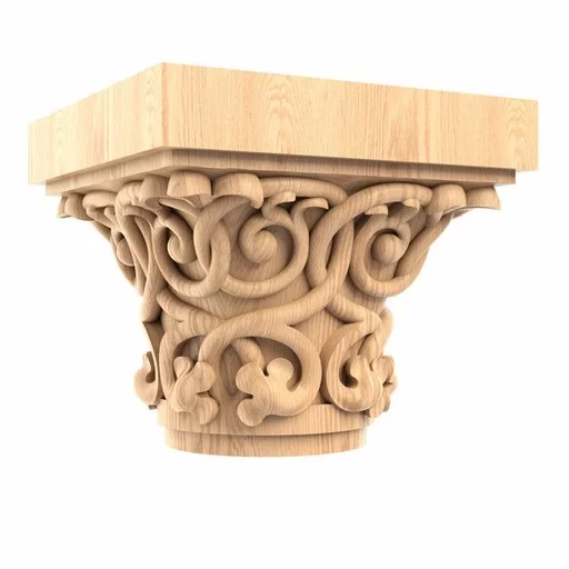 Decorative wooden capitals with openwork ornament Byzantine style