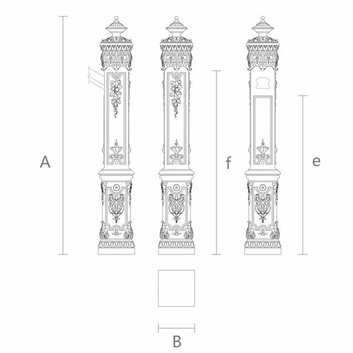 BAROQUE STYLE STAIRCASE POST WITH FLOWERS FROM OAK