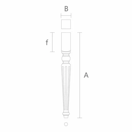 Square top fluted table legs tapered (1 PC)