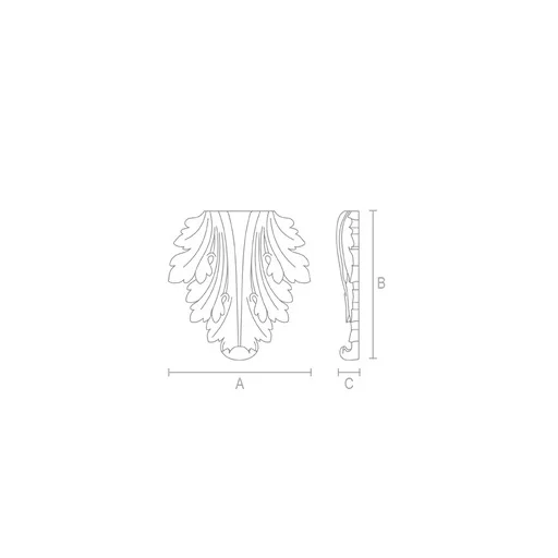 Miniature acanthus leaf onlay for furniture from beech