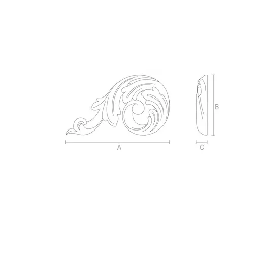 Solid wood furniture and interior Acanthus applique, Left