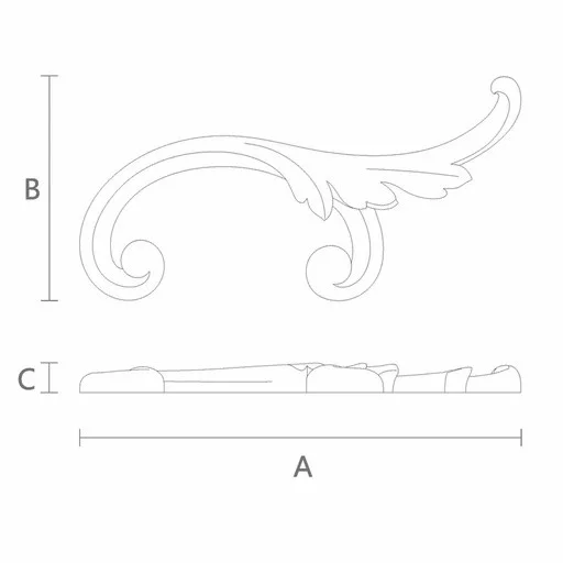 Decorative solid wood onlay with acanthus leaf, Right