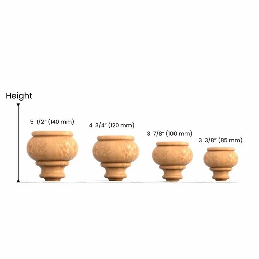 Bun feet for furniture rounded tapered gothic style (1 PC)