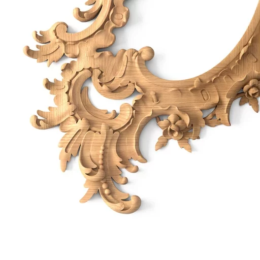 ROCOCO STYLE HARDWOOD CURVED FRAME MIRROR WITH FLOWERS