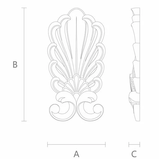 Pierced elongated palmette antique style onlay from beech