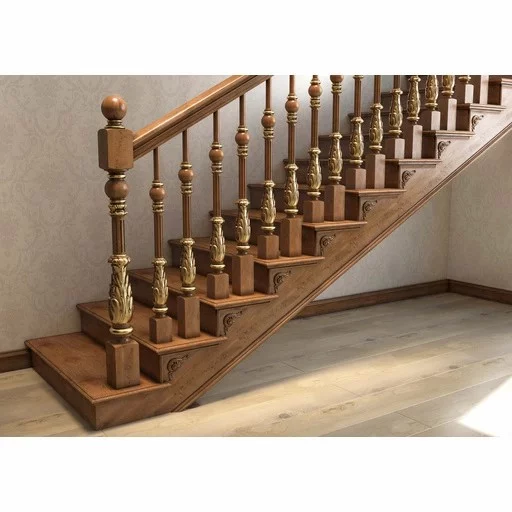 RENAISSANCE STYLE FLUTED WOODEN STAIRCASE POST