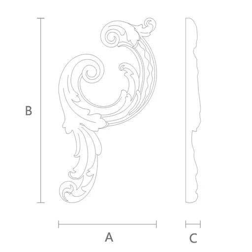 Classical acanthus scrolls wooden onlay, Left