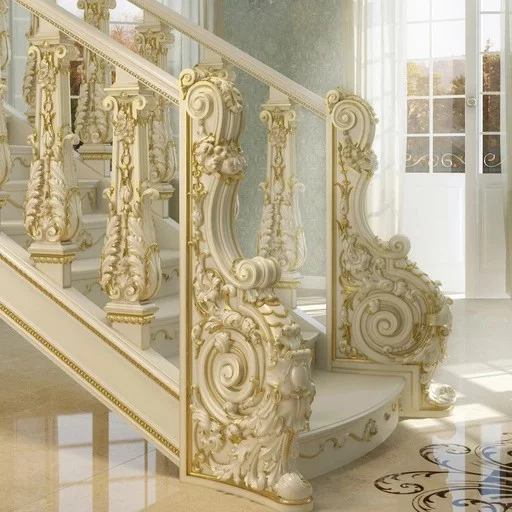 ORNATE ANTIQUE STYLE WOODEN STAIRCASE POST, RIGHT