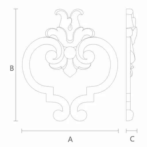 Carved heart-shaped applique with a flower from beech
