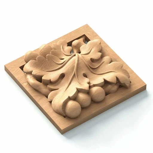 WOOD ROSETTES SQUARE WITH GRAPES, LEFT