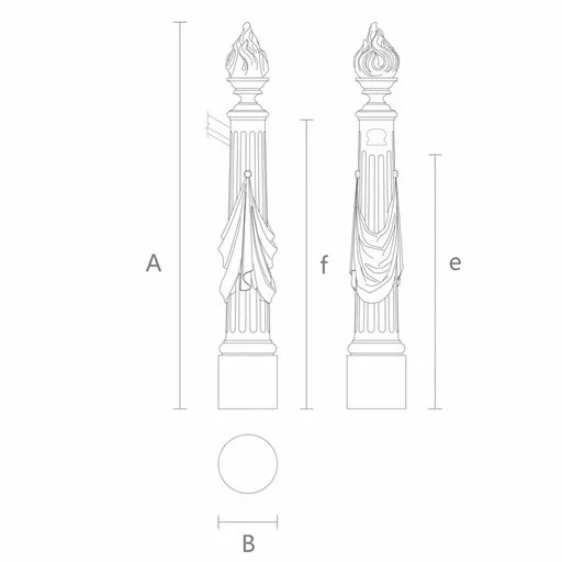 CARVED TORCH WOODEN DECORATIVE FLUTED NEWEL POST