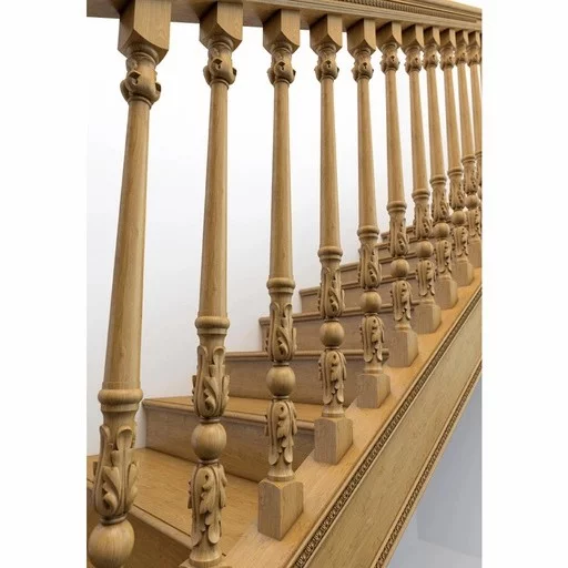 ROUND BALUSTERS ACCANTHUS LEAVES FROM SOLID WOOD
