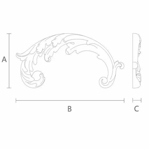 Classic-style wooden half-round decorative onlay, Left