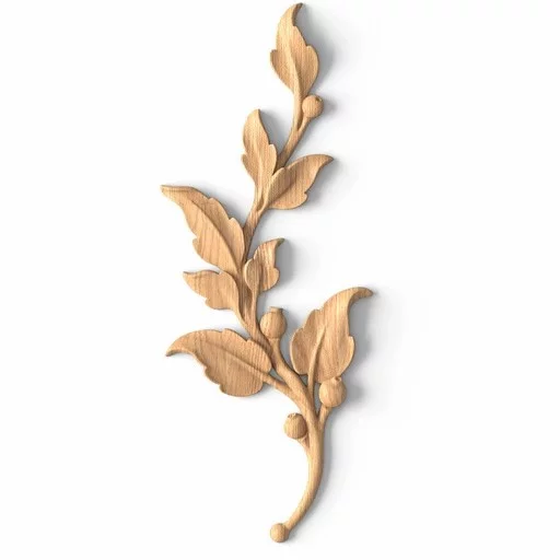 Hardwood branch with flower buds decorative onlay, Right