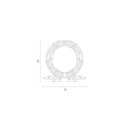 Laurel wreath with ribbons decorative applique from oak