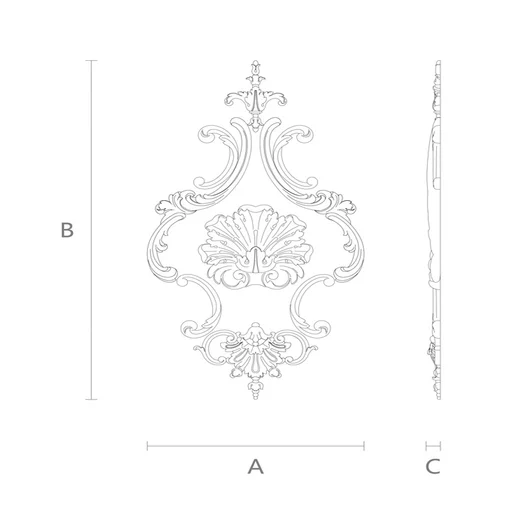 Patterned wooden overlays set with a lush palmette in the center