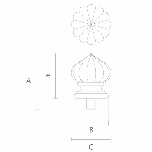 Architectural wooden Onion railing post topper
