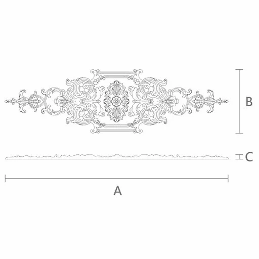 Large unfinished floral center with scrolls from oak